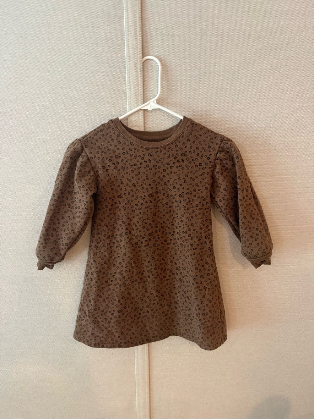 GAP Brown Floral Puff Sleeve Sweatshirt Dress
